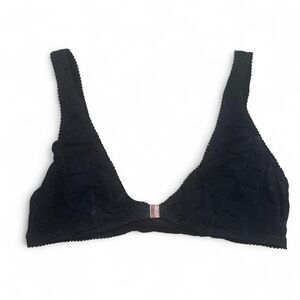 Savage X Fenty Black Logo Flocked Bra Bralette
